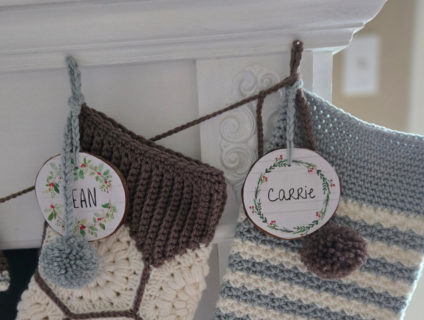 Woodland Calm Personalized Wood Slice Stocking Name Tags – Rustic Holiday Charm