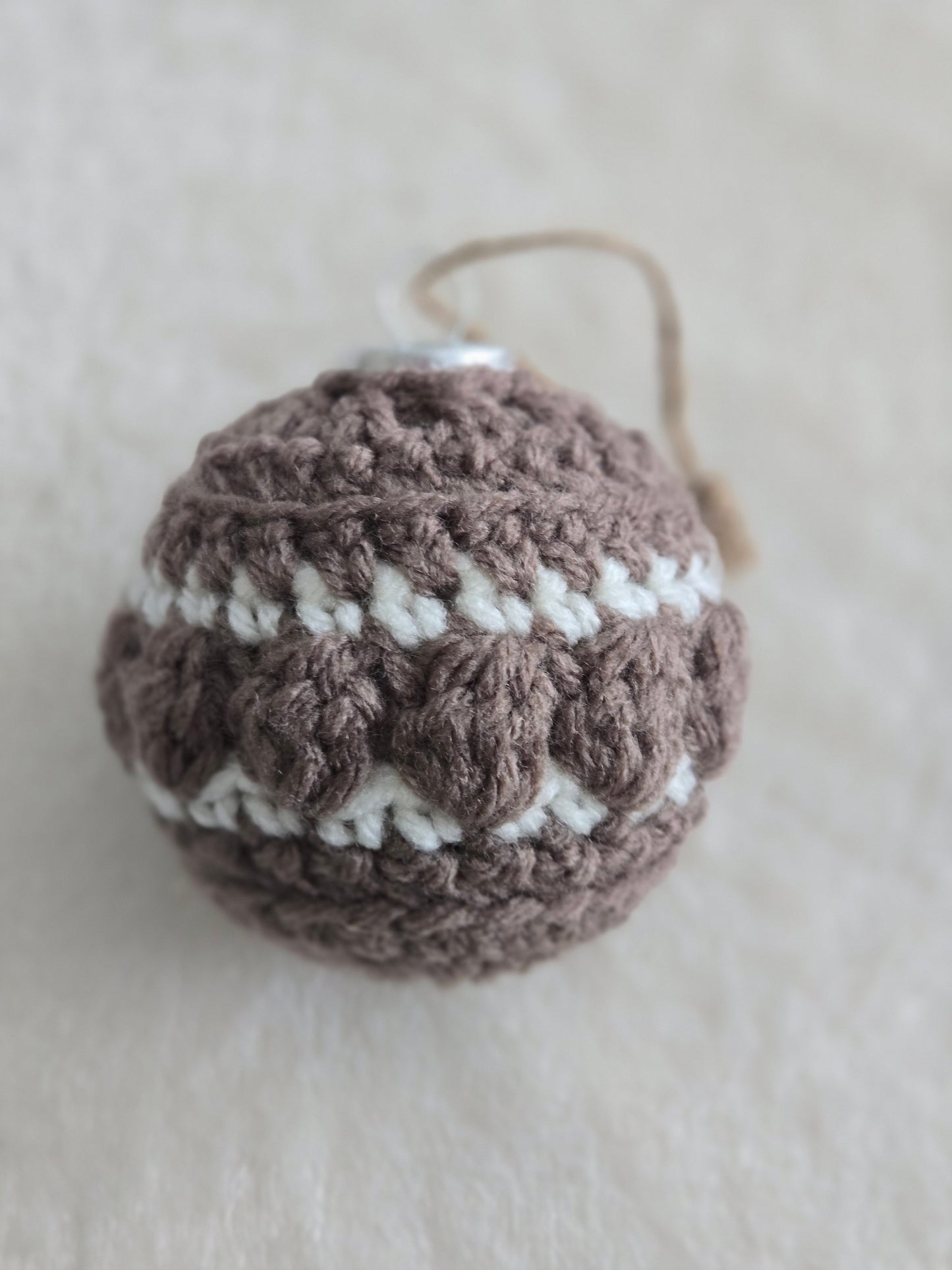 Woodland Calm Crochet Christmas Ornament Set – Set of 6 in Sage, Bark, and Cream