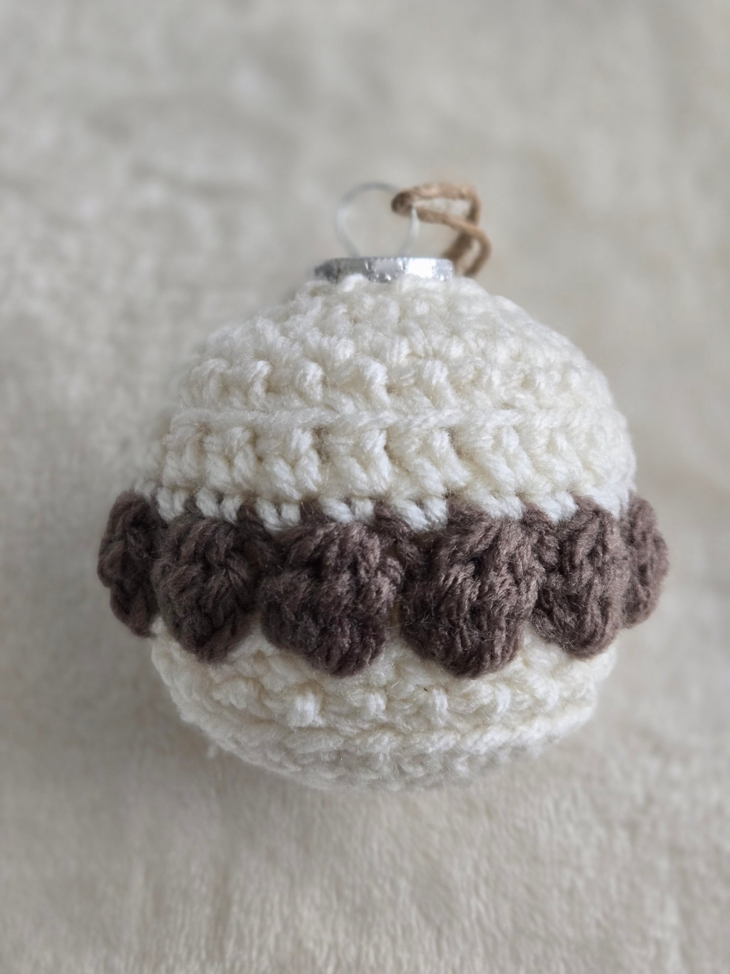 Woodland Calm Crochet Christmas Ornament Set – Set of 6 in Sage, Bark, and Cream