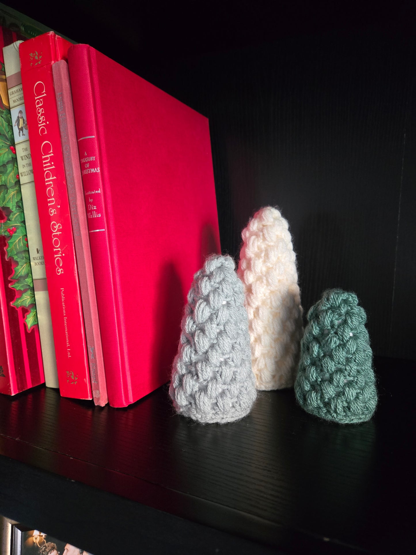 Woodland Calm Crochet Table Top Tree Set - Light Green, Cream & Bark (Set of 3)