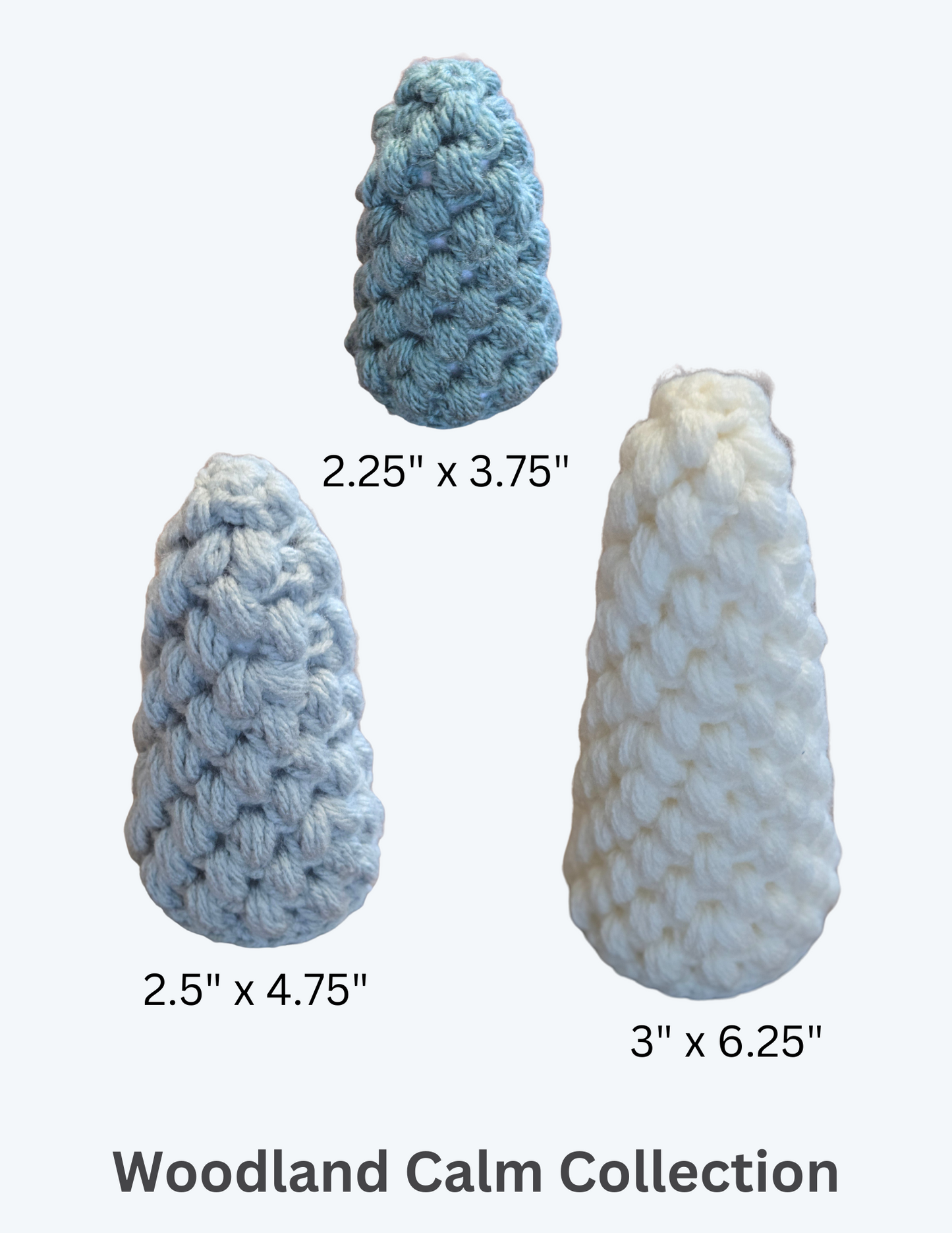 Woodland Calm Crochet Table Top Tree Set - Light Green, Cream & Bark (Set of 3)