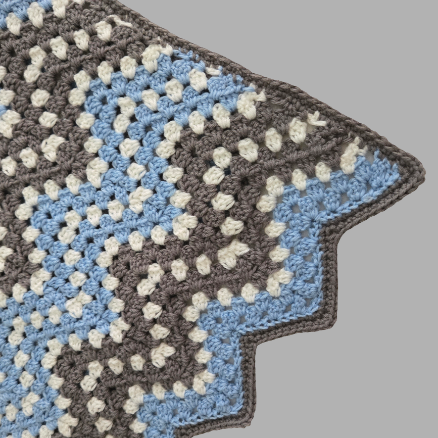 Handcrafted Blue and Gray Granny Stitch Ripple Baby Blanket - Quality Heirloom Gift