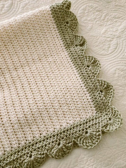 Handcrafted Crochet Scalloped Baby Blanket - Heirloom Gift for Newborns
