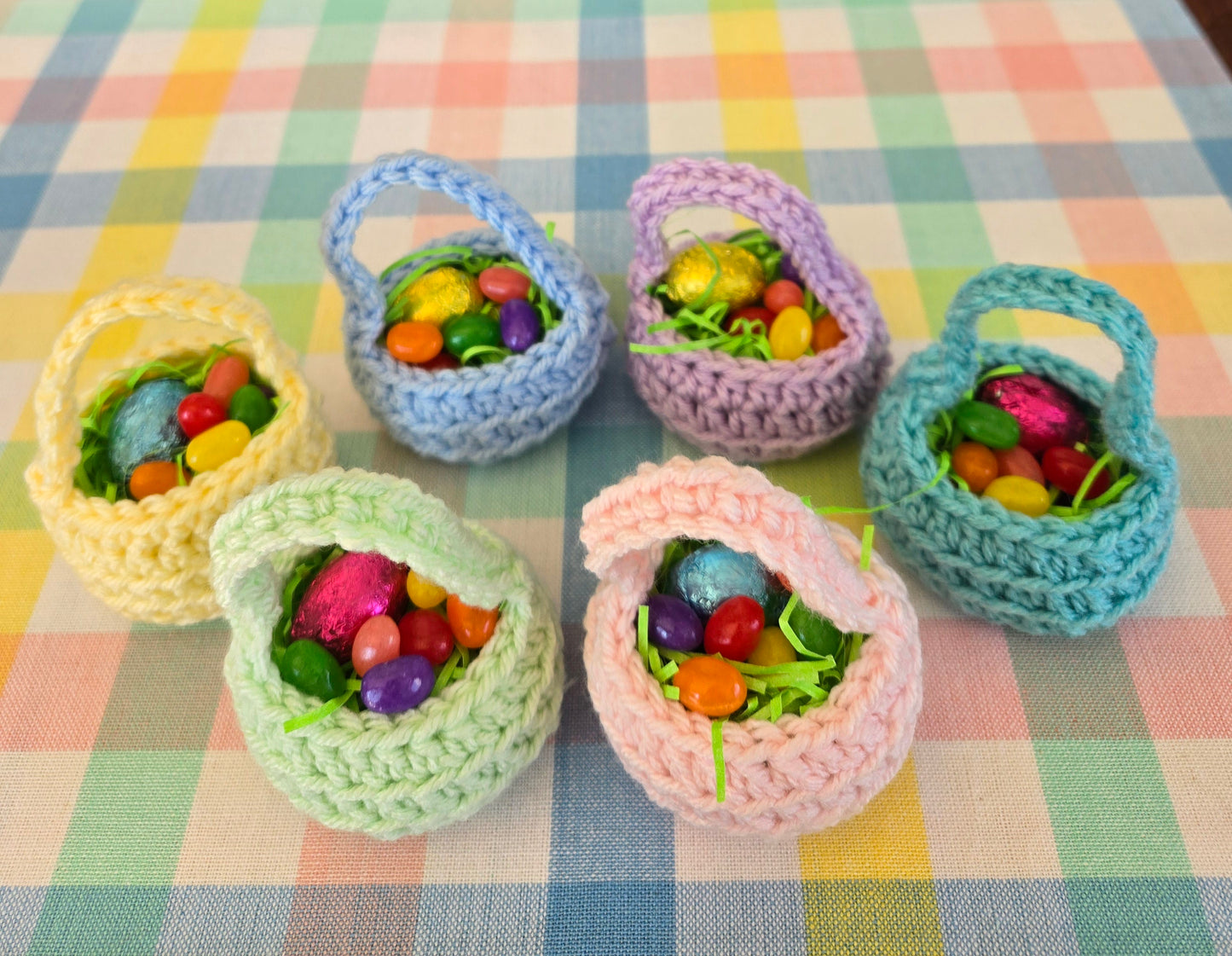 Mini Crochet Decoration Baskets - set of 6