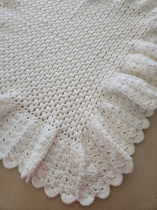 Timeless Heirloom White Lacey Christening Blanket