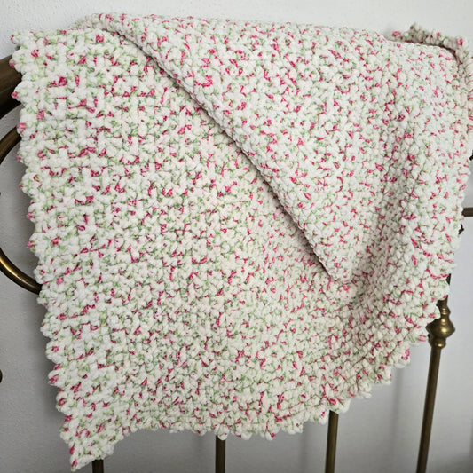 "Fluffy Crochet Rosebud Baby Blanket- Cozy, Comfort Your Bundle of Joy