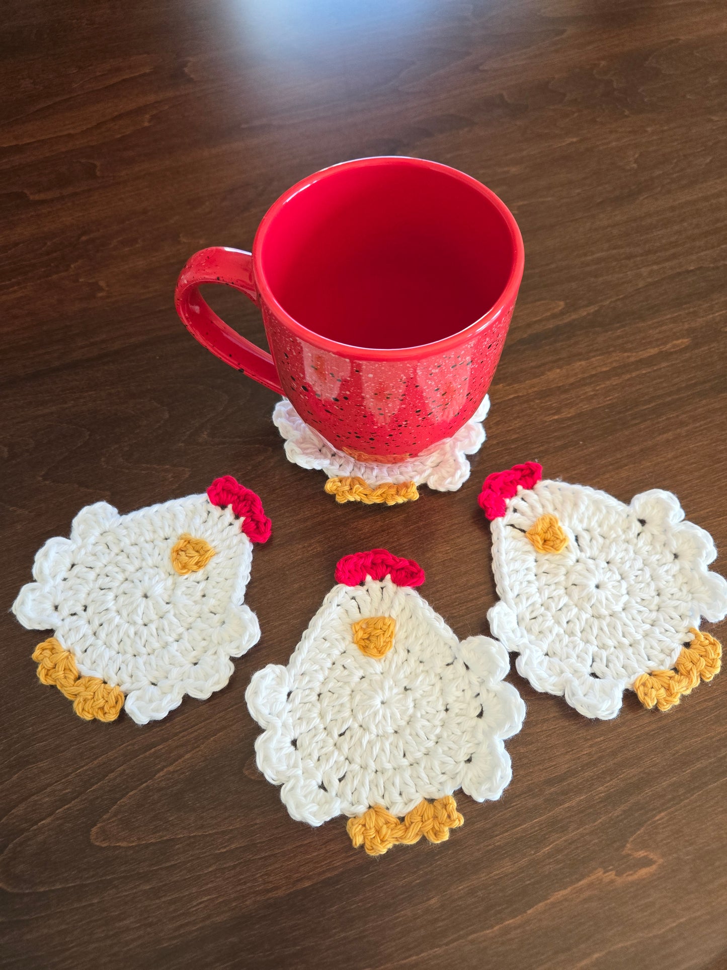 Cluck Yeah! Crochet Chicken Coasters (Set of 4)