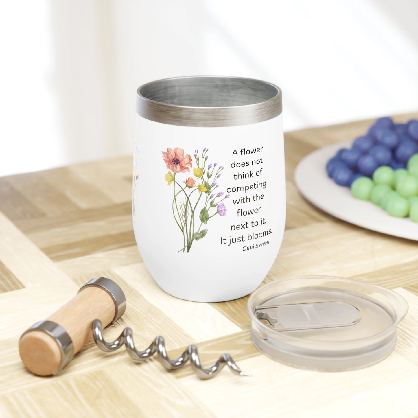 Delicate Blossoms of Wisdom Wine Tumbler