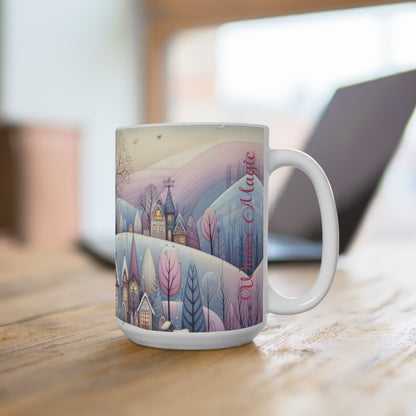 Blush Noel Whimsical Village Mug