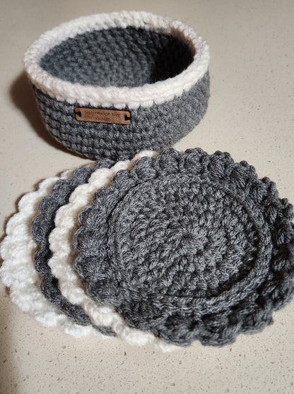 Crochet Coaster Set with Holder