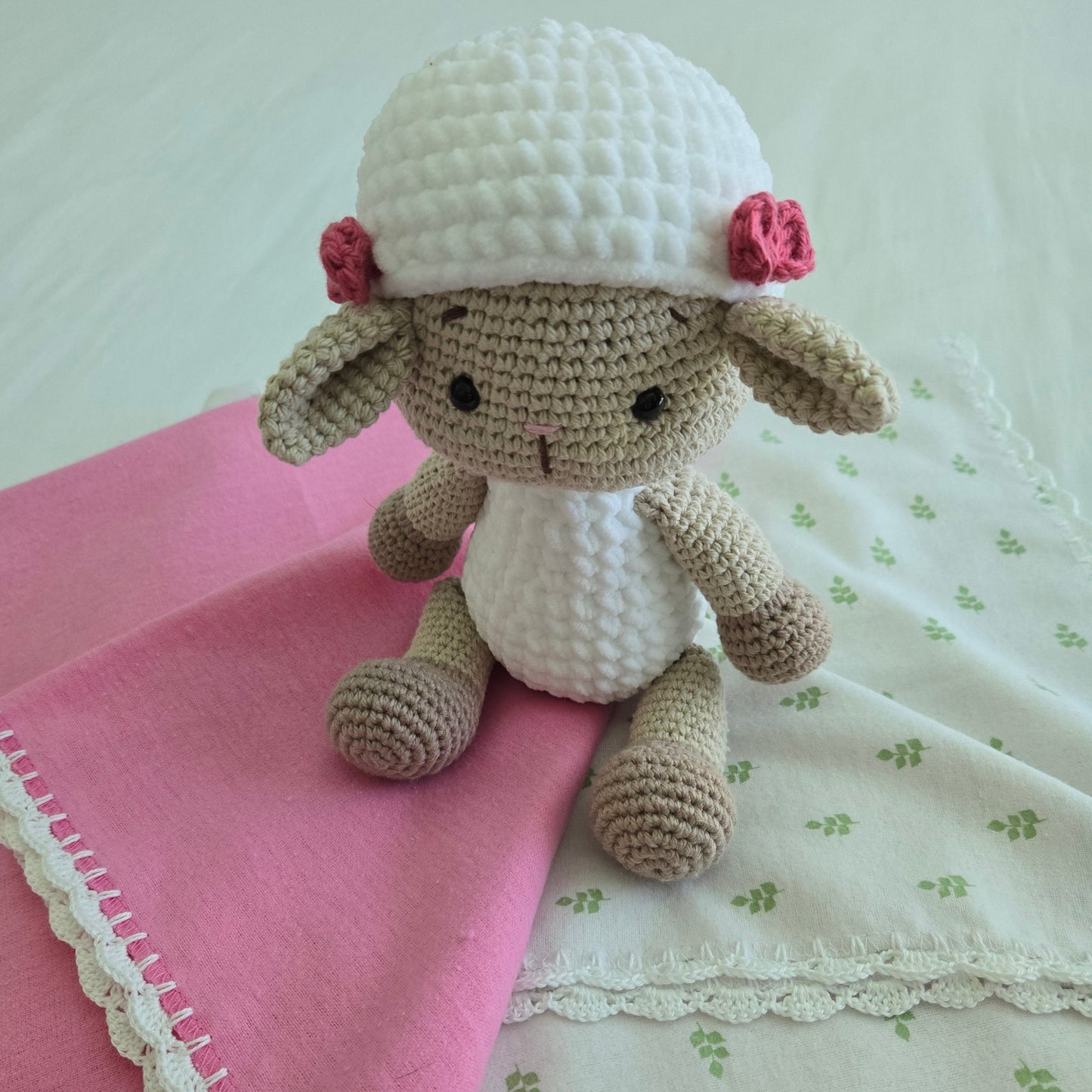 Handmade Crochet Baby Bundle: Blanket, Receiving Blankets & Plush Toy