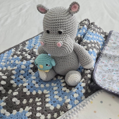 Handmade Crochet Baby Bundle: Blanket, Receiving Blankets & Plush Toy