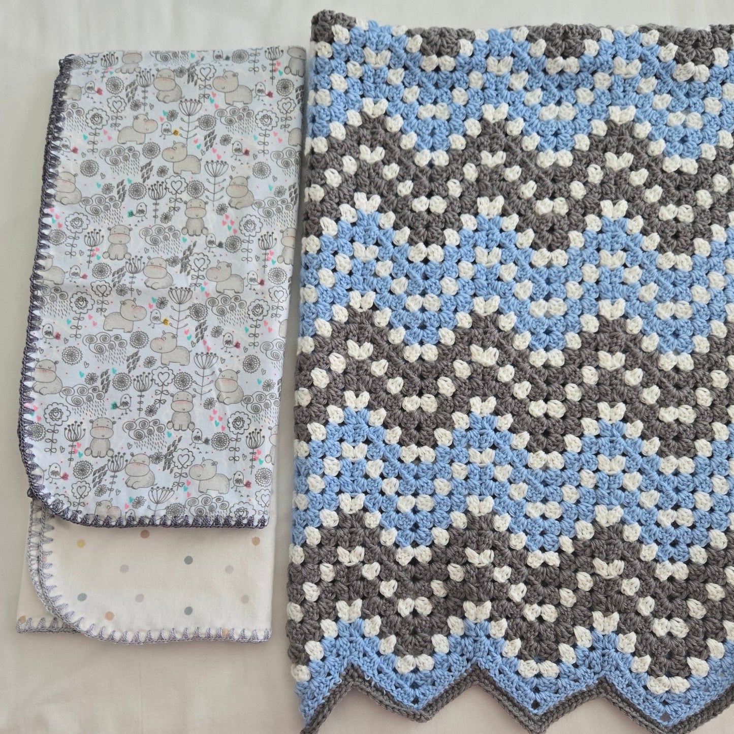 Handmade Crochet Baby Bundle: Blanket, Receiving Blankets & Plush Toy