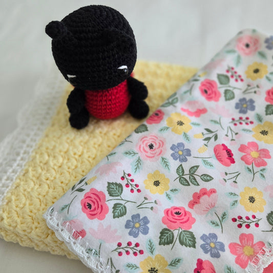 Handmade Crochet Baby Bundle: Blanket, Receiving Blankets & Plush Toy