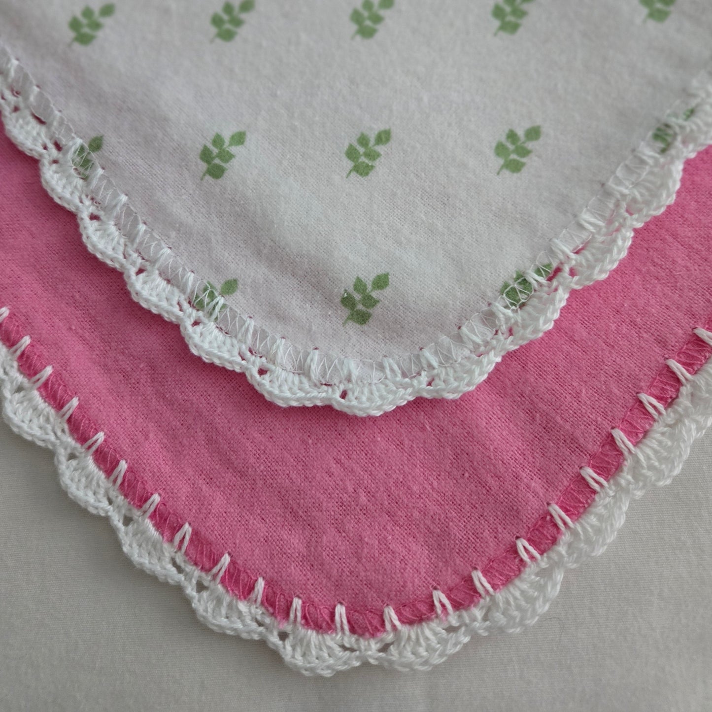 Soft Cotton Flannel Baby Receiving Blankets with Delicate Crochet Edging