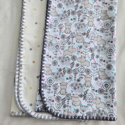 Soft Flannel Receiving Blankets with Handmade Crochet Edging