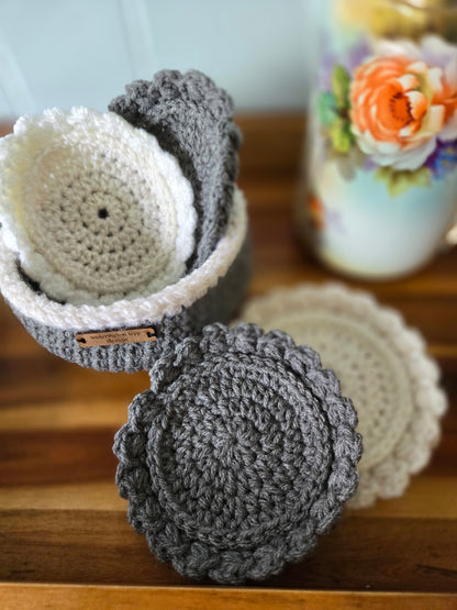 Crochet Coaster Set with Holder