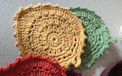 Crochet Fall Leaf Coaster and Holder Set