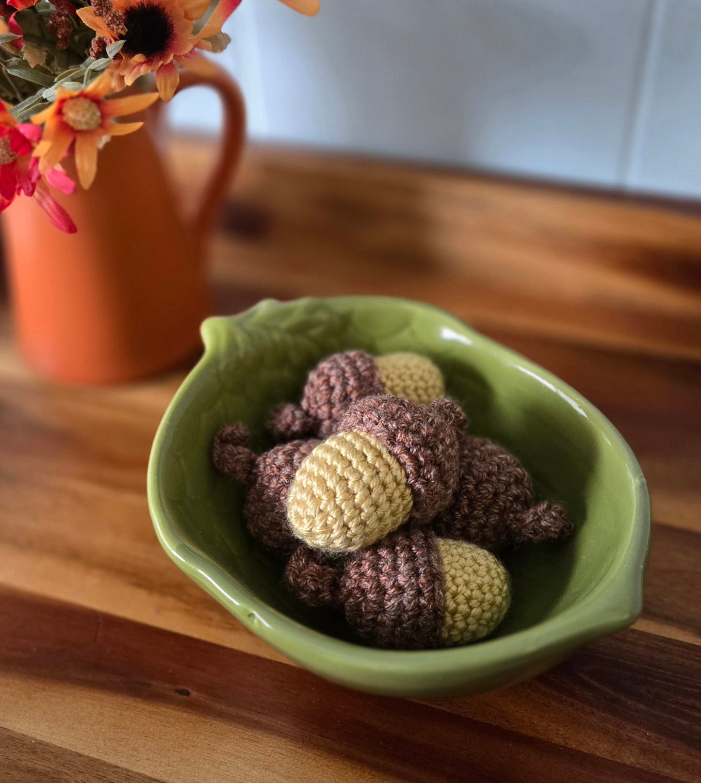 Handmade Crochet Acorns for Fall Decor - Set of 5 Handmade Acorn Decorations