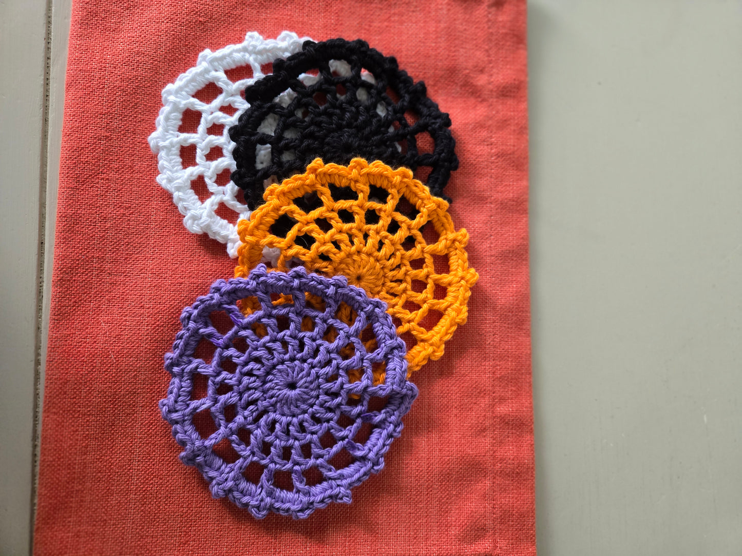 Crochet Halloween Spider Web Coaster Set