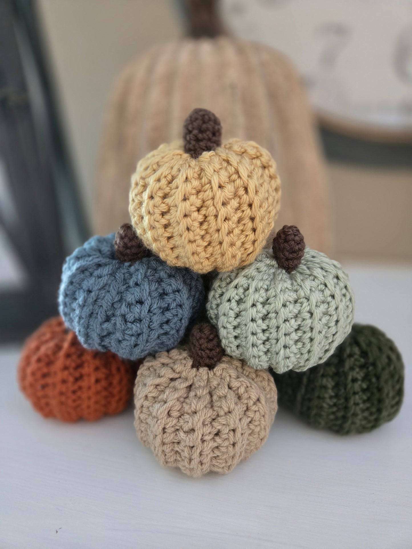 Handmade Crochet Mini Pumpkins - Set of 3 Woodland Colors Fall Decor