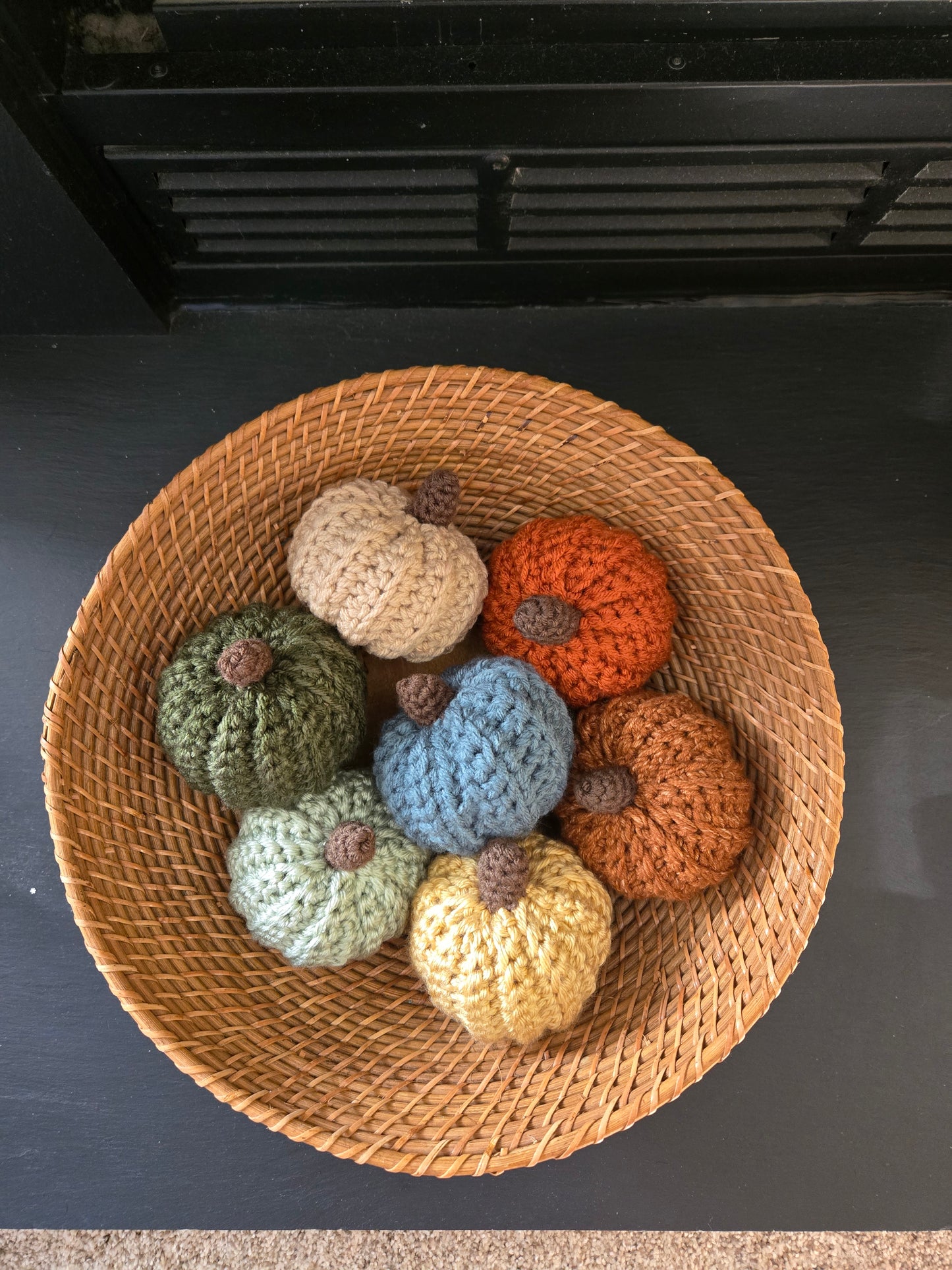 Handmade Crochet Mini Pumpkins - Set of 3 Woodland Colors Fall Decor