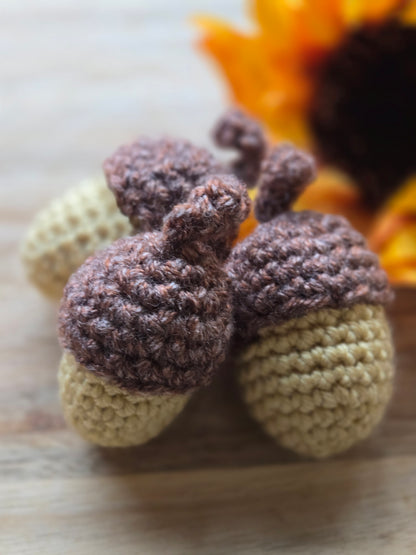 Handmade Crochet Acorns for Fall Decor - Set of 5 Handmade Acorn Decorations