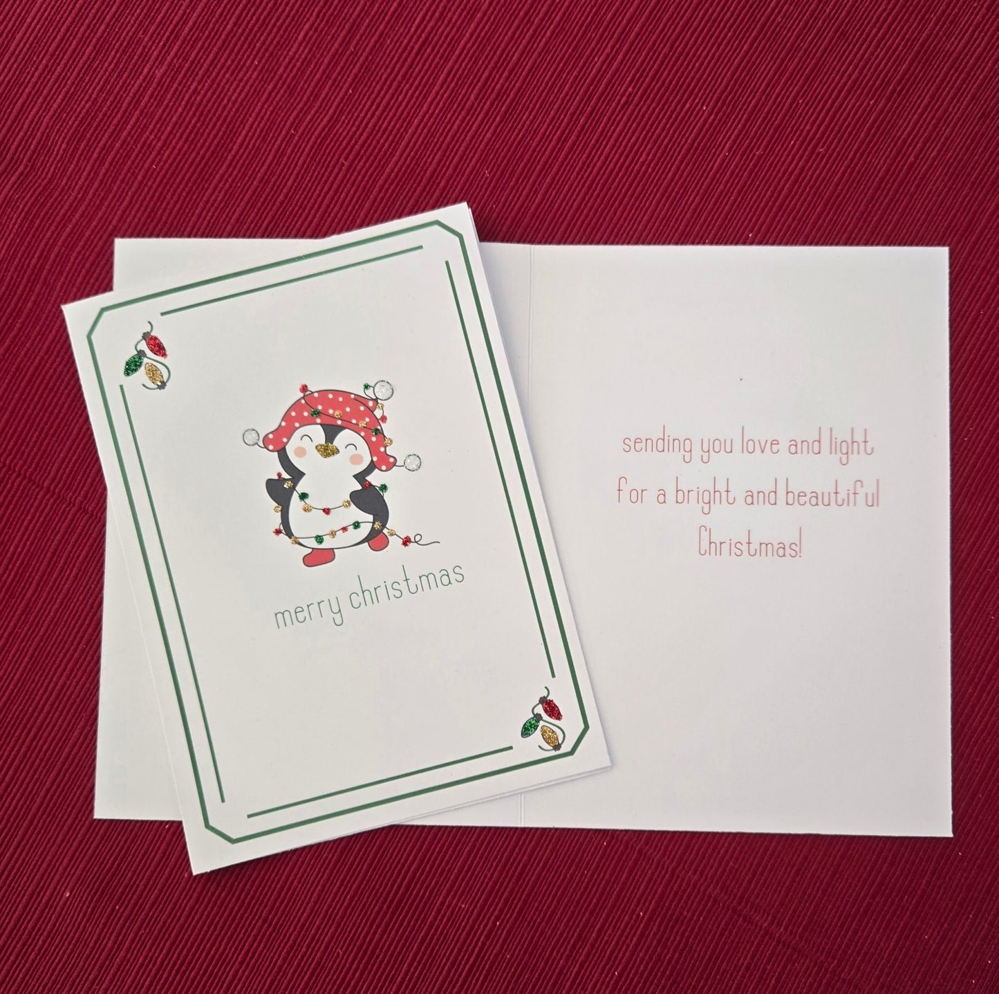 Glittered Penguin Christmas Cards - set of 8