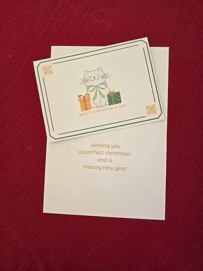 Glittered Cat Christmas Cards - set of 8