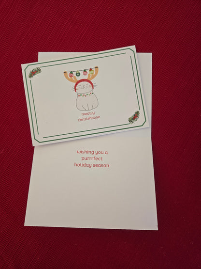 Glittered Cat Christmas Cards - set of 8