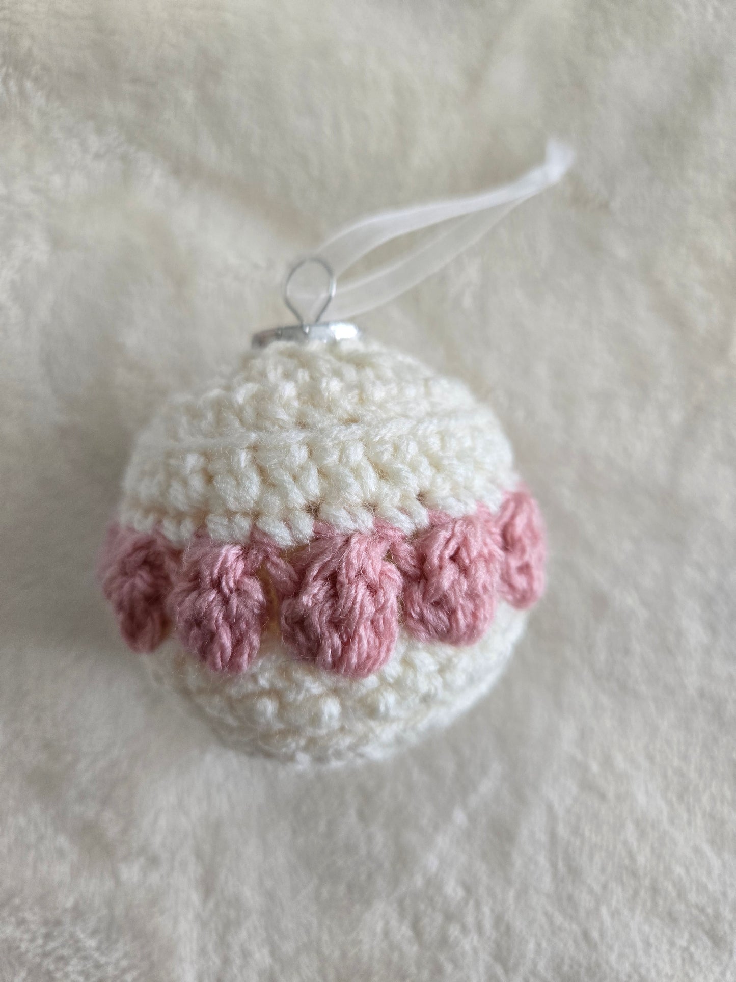 Blush Noel Crochet Christmas Ornament Set of 6 – Soft Pink, Rose & Cream