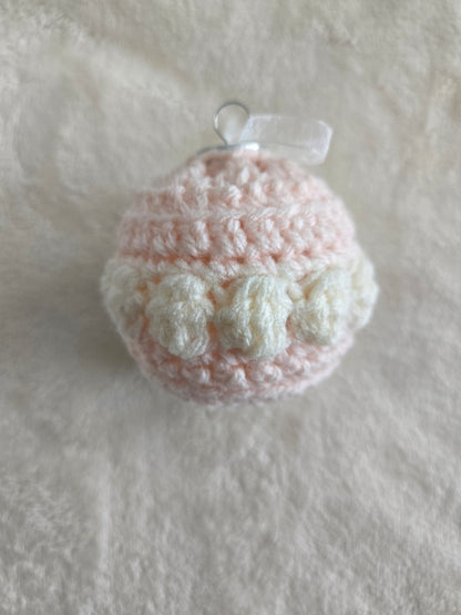 Blush Noel Crochet Christmas Ornament Set of 6 – Soft Pink, Rose & Cream