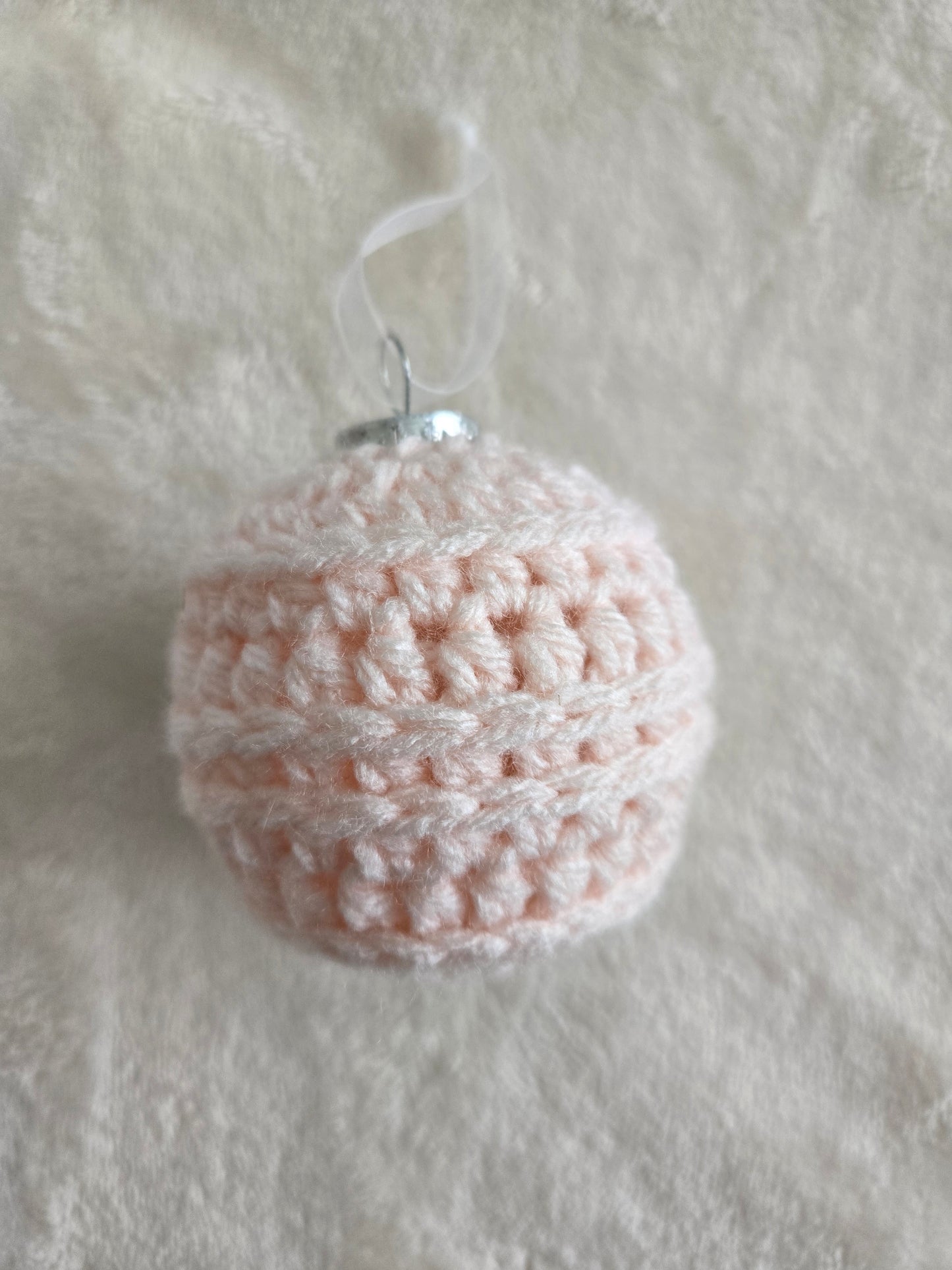 Blush Noel Crochet Christmas Ornament Set of 6 – Soft Pink, Rose & Cream