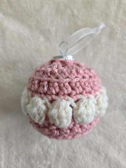 Blush Noel Crochet Christmas Ornament Set of 6 – Soft Pink, Rose & Cream