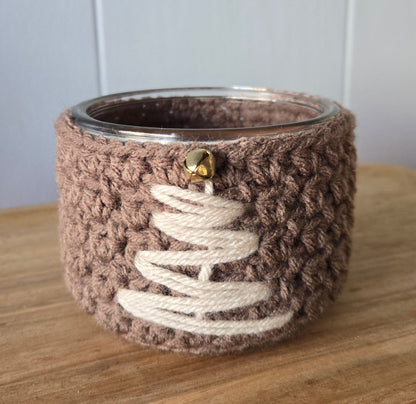 Woodland Calm Crochet Christmas Candle Sleeve