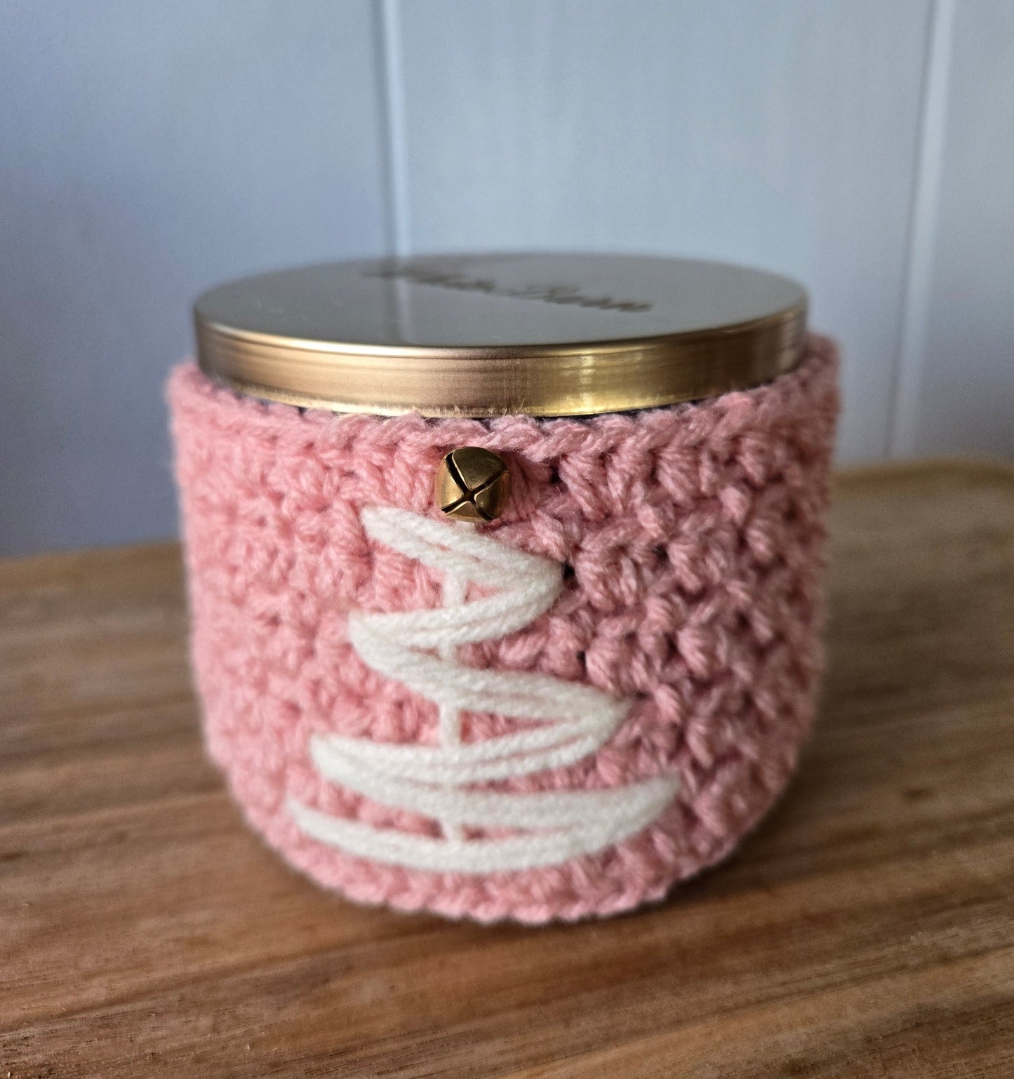 Blush Noel Crochet Candle Sleeve