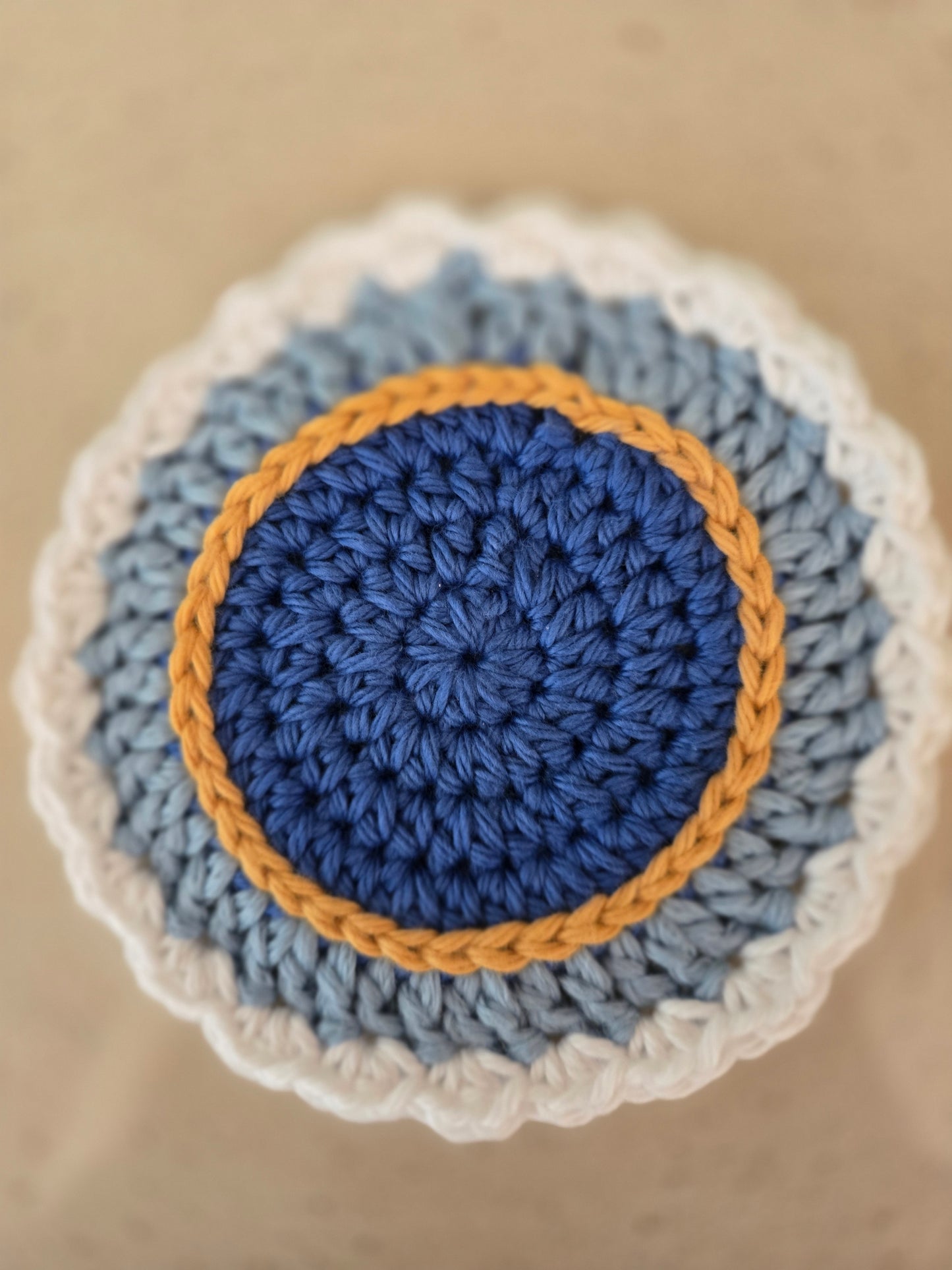 Festive Crochet Hanukkah Coasters – Blue, Gold & White Decor, Perfect for Hanukkah Mug Sets