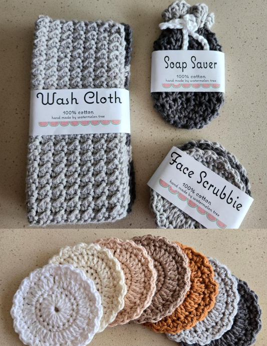 Neutral Crochet Spa Sets in Solid or Stripe