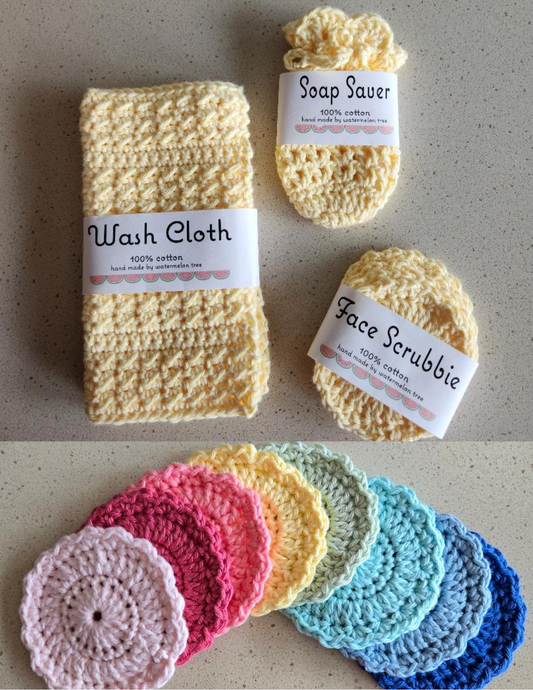 Spring / Summer Crochet Spa Sets in Solid or Stripe