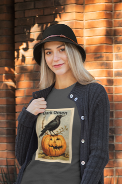 Vintage Halloween Tee - Unisex Jersey Short Sleeve T-Shirt with Crow and Pumpkin Design