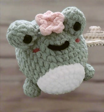 Handmade Crochet Frog Plushie - Cuddly Soft Gift