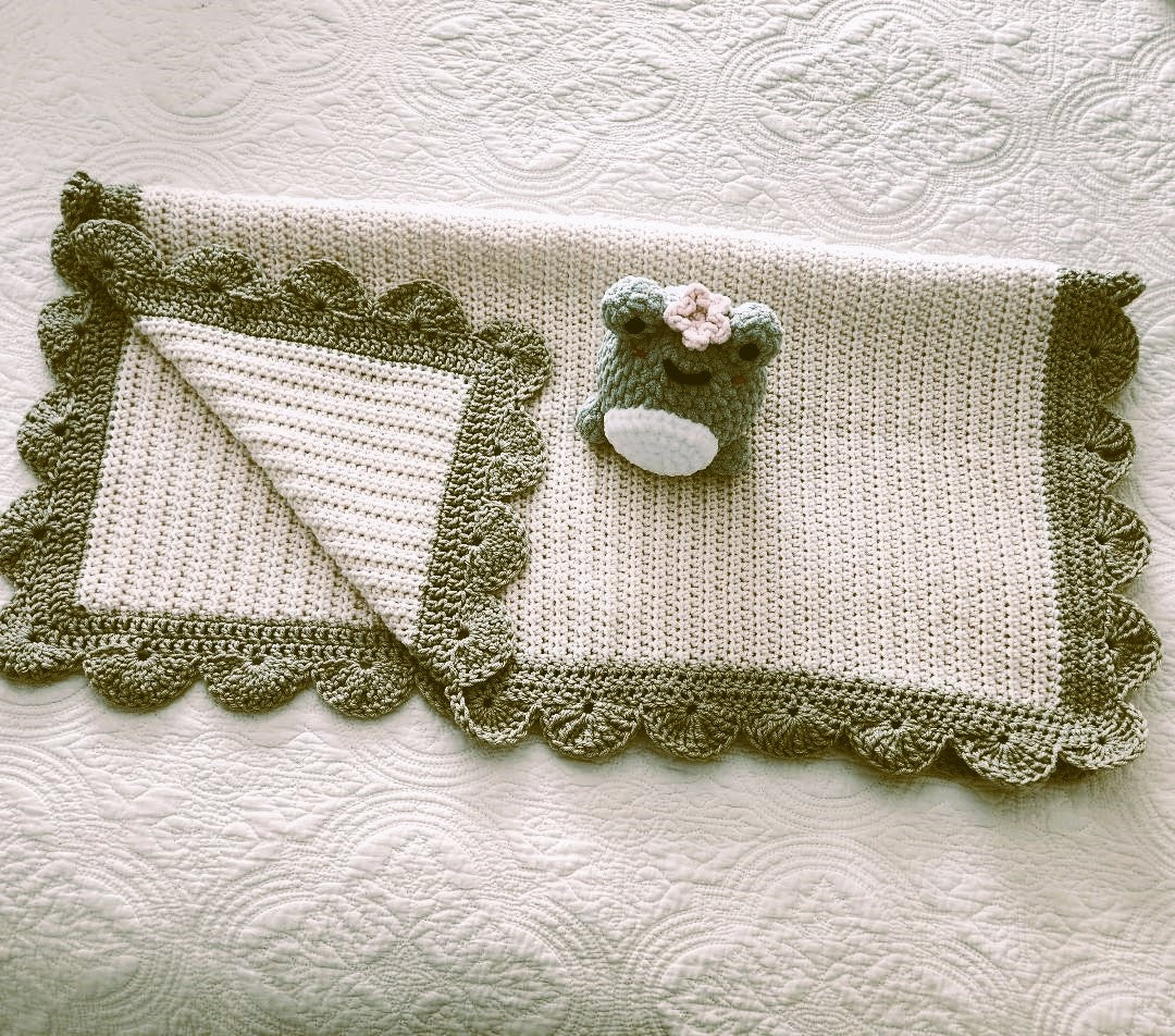 Handmade Crochet Baby Bundle: Blanket, Receiving Blankets & Plush Toy