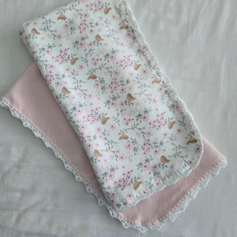 Soft Cotton Flannel Baby Receiving Blankets with Delicate Crochet Edging