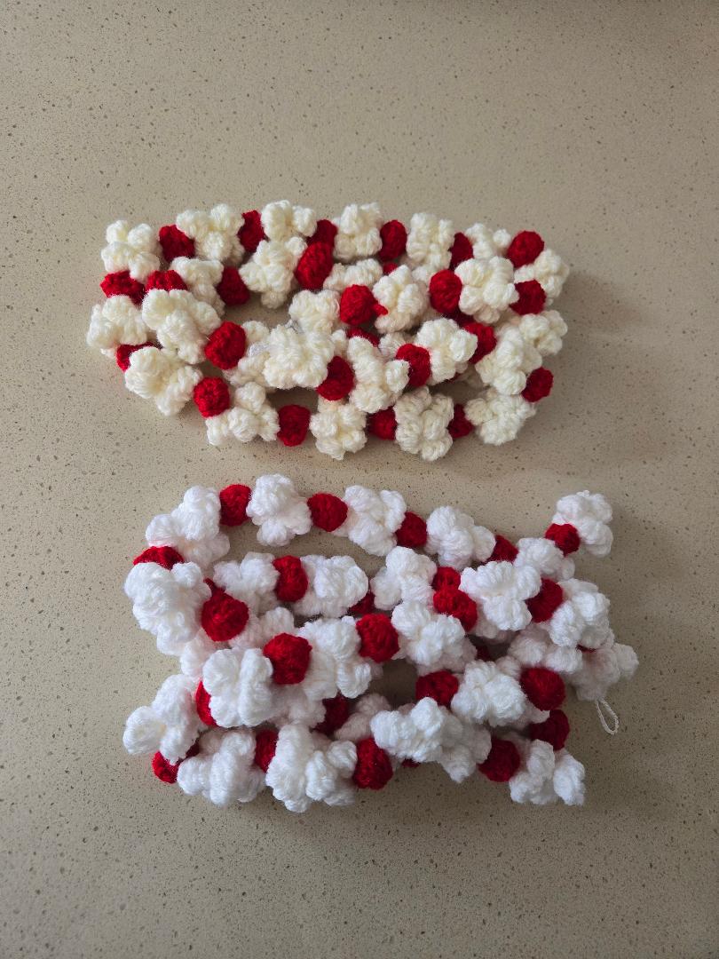 Winter Wishes Crochet Popcorn & Cranberry Garland 5ft