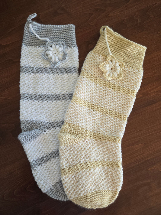 Silver & Gold Hand-Crocheted Stocking