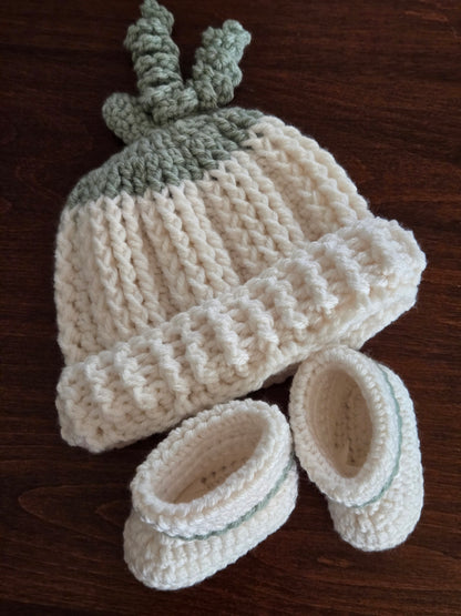 Soft Shades of Fall Heirloom Baby Blanket, Hat & Bootie Set – Handcrafted Crochet Keepsake Gift