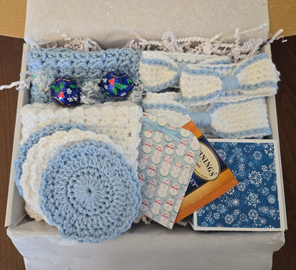 Handmade Winter Spa Gift Box – Frost Blue & White Collection