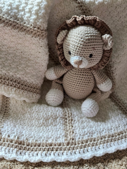 Handmade Crochet Lion Plush– Safari Nursery Decor