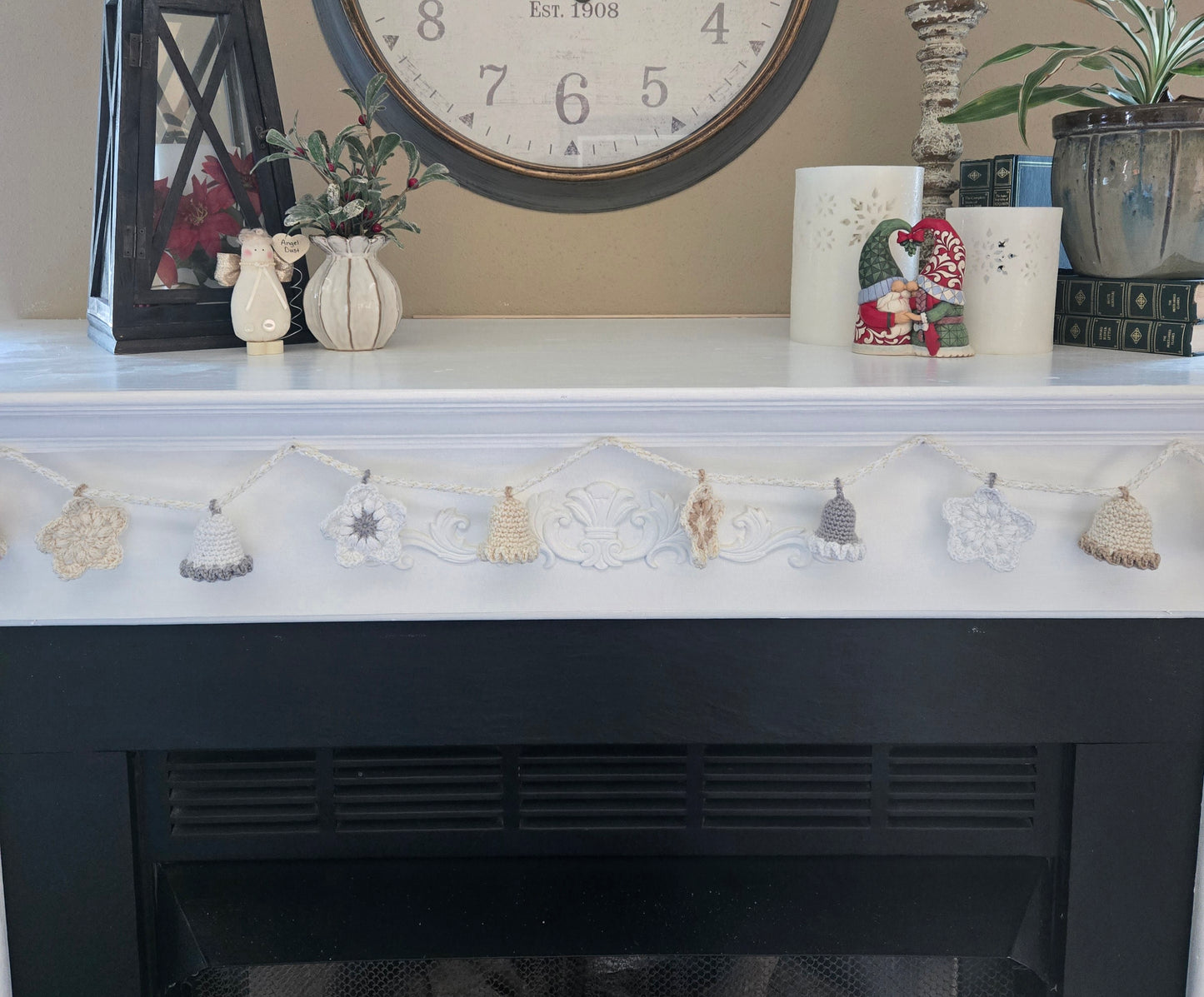 Silver & Gold Crochet Garland – Bells & Stars