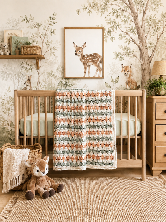 Dreamy Soft Heirloom Crochet Baby Blanket – Green, Peach & Cream
